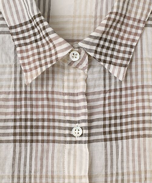 Mademoiselle NON NON / マドモアゼルノンノン シャツ・ブラウス | シャーリングソフトワッシャー チェック柄5分袖ブラウス | 詳細2