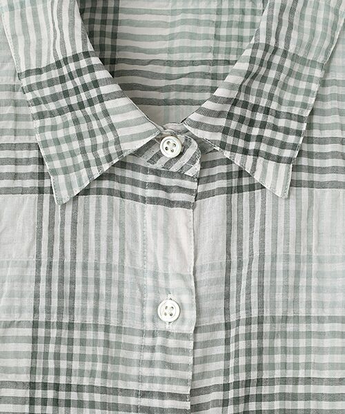 Mademoiselle NON NON / マドモアゼルノンノン シャツ・ブラウス | シャーリングソフトワッシャー チェック柄5分袖ブラウス | 詳細3