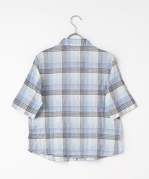 Mademoiselle NON NON / マドモアゼルノンノン シャツ・ブラウス | シャーリングソフトワッシャー チェック柄5分袖ブラウス | 詳細4