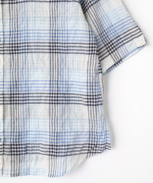Mademoiselle NON NON / マドモアゼルノンノン シャツ・ブラウス | シャーリングソフトワッシャー チェック柄5分袖ブラウス | 詳細6