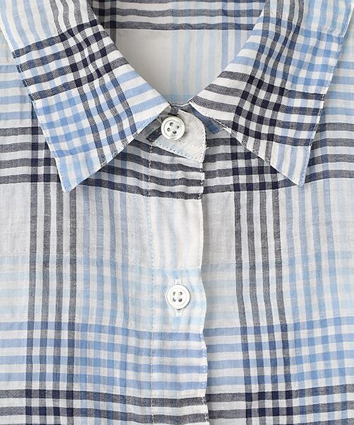 Mademoiselle NON NON / マドモアゼルノンノン シャツ・ブラウス | シャーリングソフトワッシャー チェック柄5分袖ブラウス | 詳細7