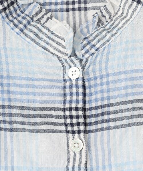 Mademoiselle NON NON / マドモアゼルノンノン シャツ・ブラウス | シャーリング グラデーションチェック柄スタンドフリルブラウス | 詳細7