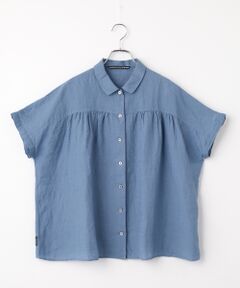 Mademoiselle NON NON / マドモアゼルノンノン シャツ・ブラウス | リネンシャンブレー ドルマン風フレンチスリーブブラウス