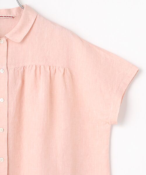 Mademoiselle NON NON / マドモアゼルノンノン シャツ・ブラウス | リネンシャンブレー ドルマン風フレンチスリーブブラウス | 詳細3