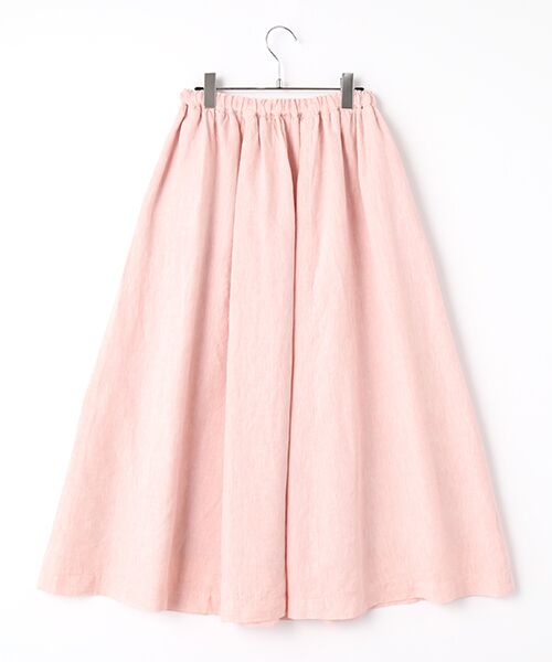 Mademoiselle NON NON / マドモアゼルノンノン ロング・マキシ丈スカート | リネンシャンブレー ギャザーフレアースカート | 詳細1