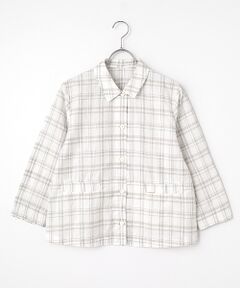 Mademoiselle NON NON / マドモアゼルノンノン シャツ・ブラウス | ストライプ＆チェックワッシャー 下がり衿シャツジャケット