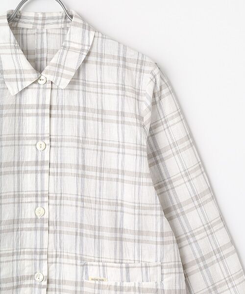 Mademoiselle NON NON / マドモアゼルノンノン シャツ・ブラウス | ストライプ＆チェックワッシャー 下がり衿シャツジャケット | 詳細2