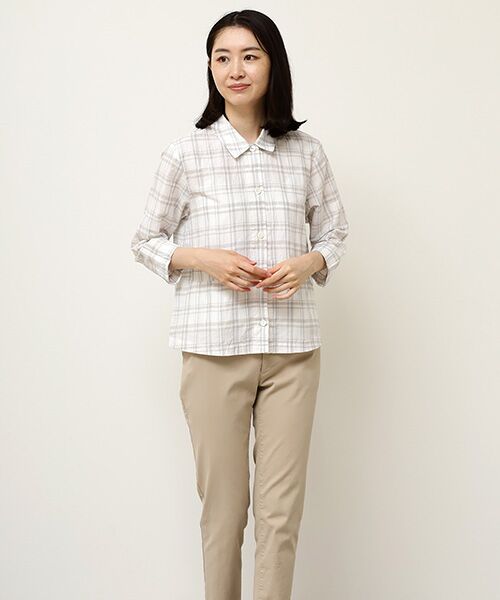 Mademoiselle NON NON / マドモアゼルノンノン シャツ・ブラウス | ストライプ＆チェックワッシャー 下がり衿シャツジャケット | 詳細9