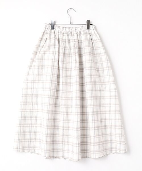 Mademoiselle NON NON / マドモアゼルノンノン ロング・マキシ丈スカート | ストライプ＆チェックワッシャー タック＆ギャザーライトロングスカート | 詳細1