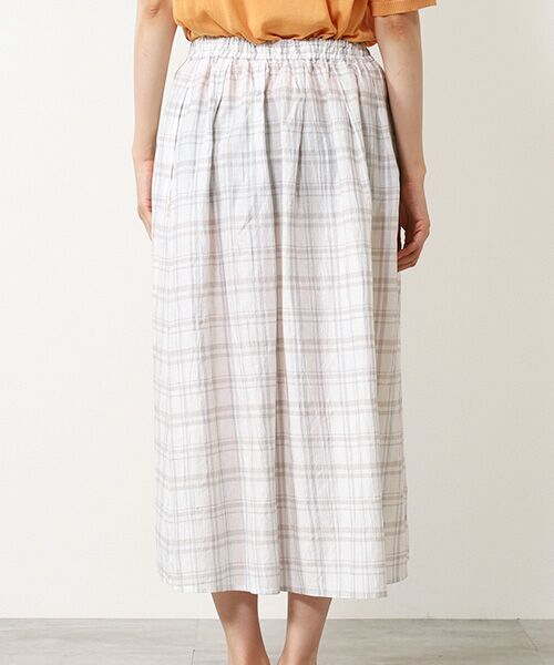 Mademoiselle NON NON / マドモアゼルノンノン ロング・マキシ丈スカート | ストライプ＆チェックワッシャー タック＆ギャザーライトロングスカート | 詳細8