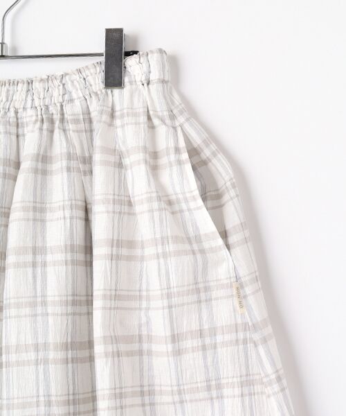 Mademoiselle NON NON / マドモアゼルノンノン ロング・マキシ丈スカート | ストライプ＆チェックワッシャー タック＆ギャザーライトロングスカート | 詳細2