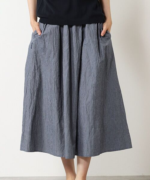 Mademoiselle NON NON / マドモアゼルノンノン ロング・マキシ丈スカート | ストライプ＆チェックワッシャー タック＆ギャザーライトロングスカート | 詳細13