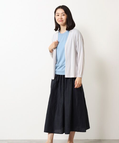 Mademoiselle NON NON / マドモアゼルノンノン カーディガン・ボレロ | コンパクト天竺 ノーカラーカーディガン | 詳細3