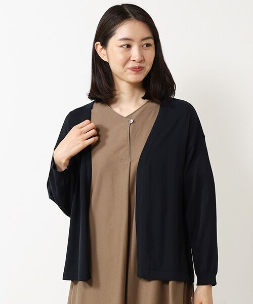 Mademoiselle NON NON / マドモアゼルノンノン カーディガン・ボレロ | コンパクト天竺 ノーカラーカーディガン | 詳細12