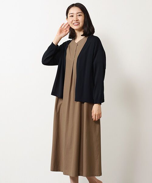 Mademoiselle NON NON / マドモアゼルノンノン カーディガン・ボレロ | コンパクト天竺 ノーカラーカーディガン | 詳細15