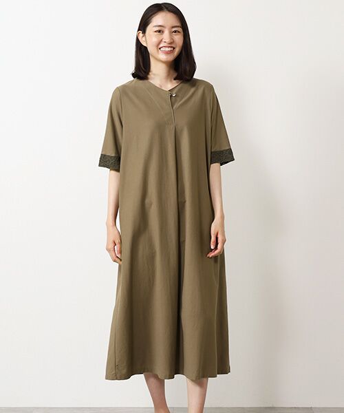 Mademoiselle NON NON / マドモアゼルノンノン ロング・マキシ丈ワンピース | 綿麻ハイゲージ レーシースリーブワンピース | 詳細8