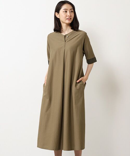 Mademoiselle NON NON / マドモアゼルノンノン ロング・マキシ丈ワンピース | 綿麻ハイゲージ レーシースリーブワンピース | 詳細9