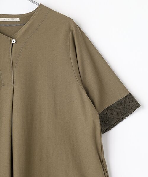 Mademoiselle NON NON / マドモアゼルノンノン ロング・マキシ丈ワンピース | 綿麻ハイゲージ レーシースリーブワンピース | 詳細2