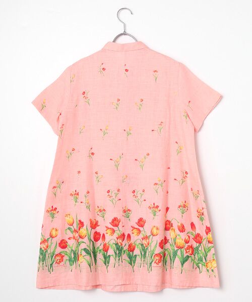 Mademoiselle NON NON / マドモアゼルノンノン シャツ・ブラウス | リネンプリント【TULIP BORDER】チュニックブラウス | 詳細1