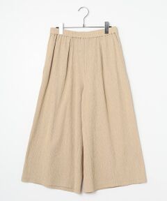ペタルム楊柳ストライプ ガウチョパンツ【ウエストゴム】