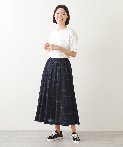 Mademoiselle NON NON / マドモアゼルノンノン ロング・マキシ丈スカート | リヨセル/ラミー交織シャンブレー 6枚接ぎギャザーフレアースカート | 詳細6