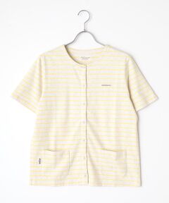 Mademoiselle NON NON / マドモアゼルノンノン カーディガン・ボレロ | ボーダー半袖カーディガン