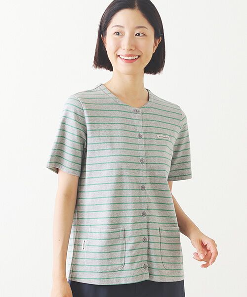 Mademoiselle NON NON / マドモアゼルノンノン カーディガン・ボレロ | ボーダー半袖カーディガン | 詳細2