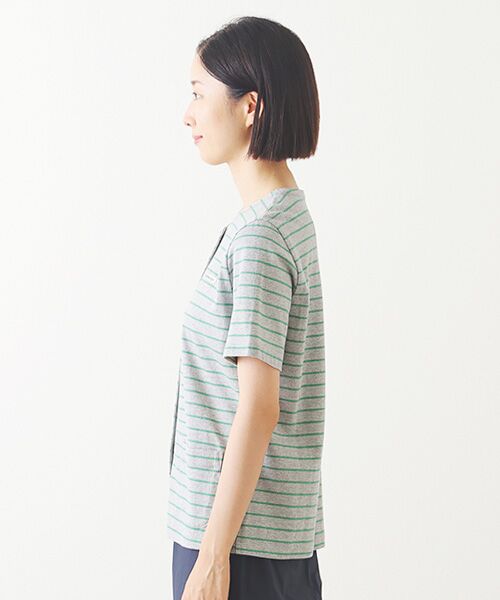 Mademoiselle NON NON / マドモアゼルノンノン カーディガン・ボレロ | ボーダー半袖カーディガン | 詳細3