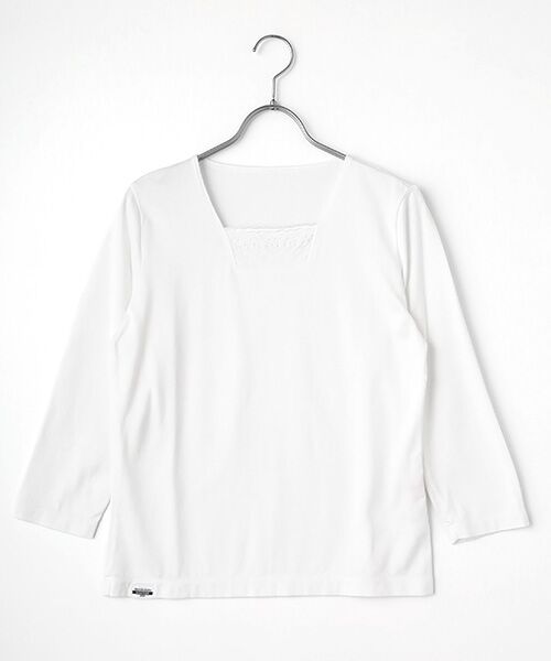 Mademoiselle NON NON / マドモアゼルノンノン カットソー | スーピマ甘撚天竺 スクエアネックカットソー（オフシロ）