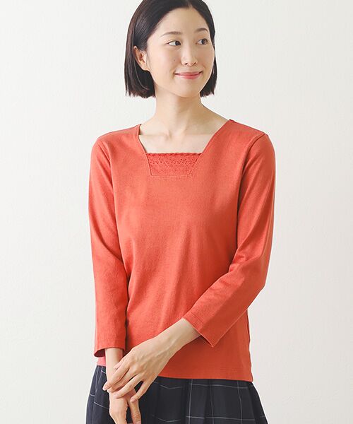 Mademoiselle NON NON / マドモアゼルノンノン カットソー | スーピマ甘撚天竺 スクエアネックカットソー | 詳細3