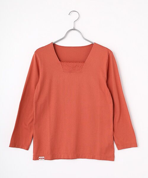 Mademoiselle NON NON / マドモアゼルノンノン カットソー | スーピマ甘撚天竺 スクエアネックカットソー（アプリコットローズ）