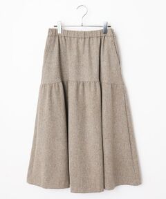 Mademoiselle NON NON / マドモアゼルノンノン ロング・マキシ丈スカート | リサイクルウールストレッチカラーネップツィード 【ティアードスカート】