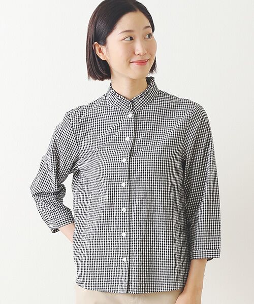 Mademoiselle NON NON / マドモアゼルノンノン シャツ・ブラウス | シャーリング スタンドフリルチェックブラウス | 詳細2