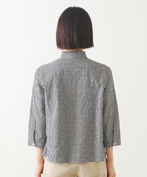 Mademoiselle NON NON / マドモアゼルノンノン シャツ・ブラウス | シャーリング スタンドフリルチェックブラウス | 詳細4