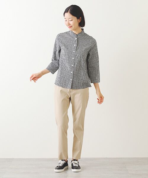 Mademoiselle NON NON / マドモアゼルノンノン シャツ・ブラウス | シャーリング スタンドフリルチェックブラウス | 詳細5