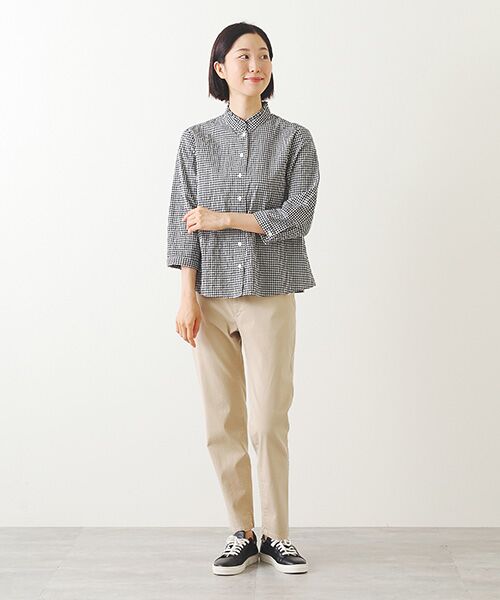 Mademoiselle NON NON / マドモアゼルノンノン シャツ・ブラウス | シャーリング スタンドフリルチェックブラウス | 詳細6