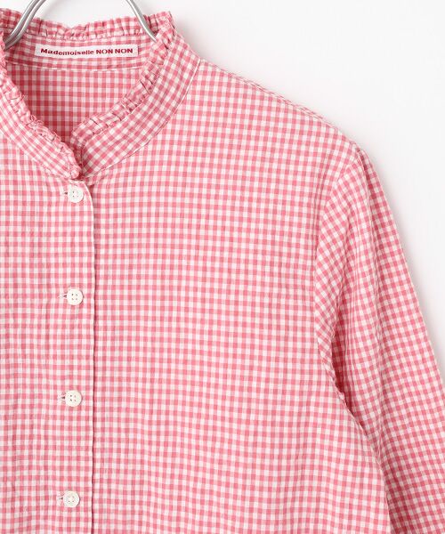 Mademoiselle NON NON / マドモアゼルノンノン シャツ・ブラウス | シャーリング スタンドフリルチェックブラウス | 詳細8