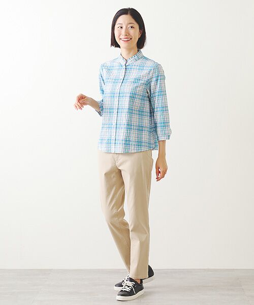 Mademoiselle NON NON / マドモアゼルノンノン シャツ・ブラウス | シャーリング スタンドフリルチェックブラウス | 詳細15