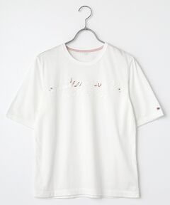 定番】天竺 無シル防縮加工 ロゴプリント8分袖Tシャツ （Tシャツ