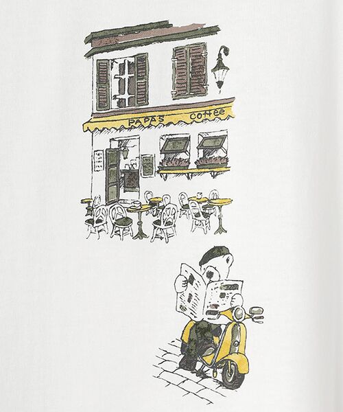 Mademoiselle NON NON / マドモアゼルノンノン Tシャツ | エアーコットン天竺 くま&パリの街並みプリントTシャツ | 詳細1