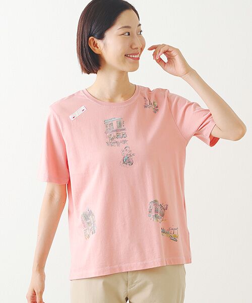 エアーコットン天竺 くま&パリの街並みプリントTシャツ （T