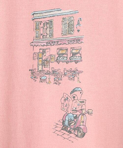 Mademoiselle NON NON / マドモアゼルノンノン Tシャツ | エアーコットン天竺 くま&パリの街並みプリントTシャツ | 詳細6