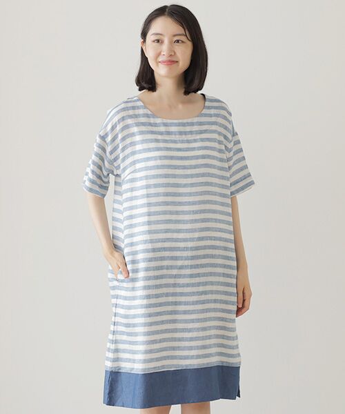 Mademoiselle NON NON / マドモアゼルノンノン ミニ丈・ひざ丈ワンピース | ＜DANI＞ダニ ボーダーワンピース | 詳細9