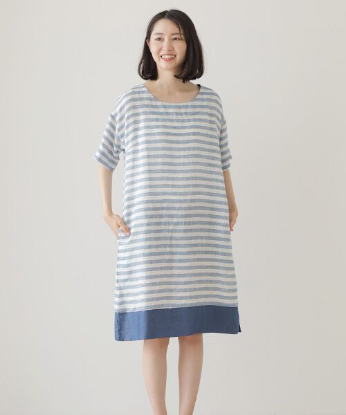 Mademoiselle NON NON / マドモアゼルノンノン ミニ丈・ひざ丈ワンピース | ＜DANI＞ダニ ボーダーワンピース | 詳細13