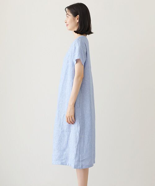 Mademoiselle NON NON / マドモアゼルノンノン ミニ丈・ひざ丈ワンピース | ＜DANI＞ダニ  センターボックスタックリネンワンピース | 詳細8