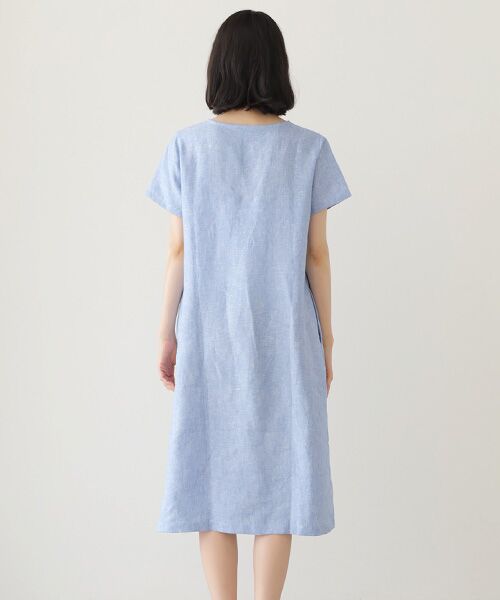 Mademoiselle NON NON / マドモアゼルノンノン ミニ丈・ひざ丈ワンピース | ＜DANI＞ダニ  センターボックスタックリネンワンピース | 詳細9