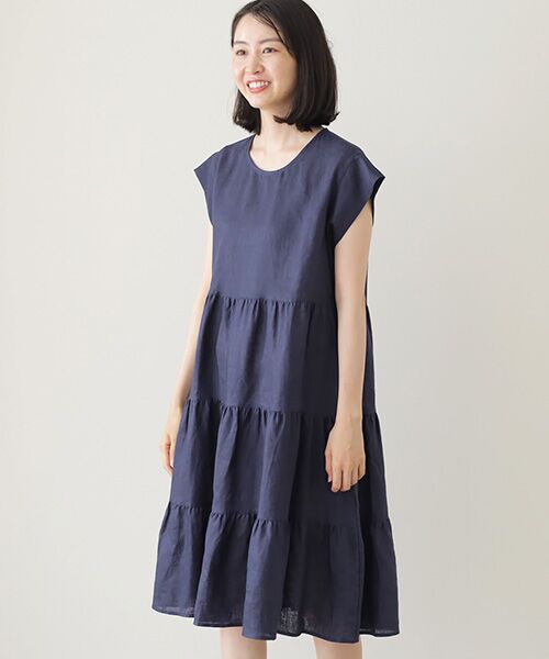 Mademoiselle NON NON / マドモアゼルノンノン ミニ丈・ひざ丈ワンピース | ＜DANI＞ダニ  リネンギャザーワンピース | 詳細8