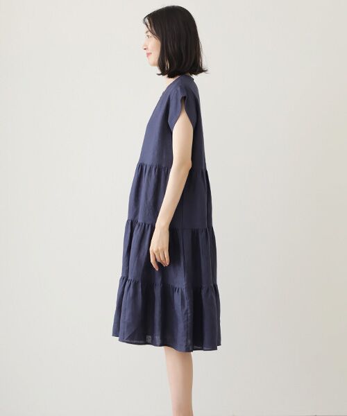 Mademoiselle NON NON / マドモアゼルノンノン ミニ丈・ひざ丈ワンピース | ＜DANI＞ダニ  リネンギャザーワンピース | 詳細9