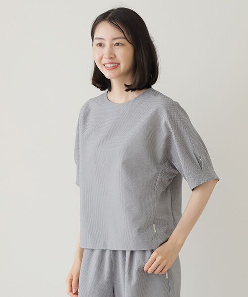 Mademoiselle NON NON / マドモアゼルノンノン シャツ・ブラウス | 2WAYストレッチシアサッカー ドルマンスリーブオーバーブラウス | 詳細7