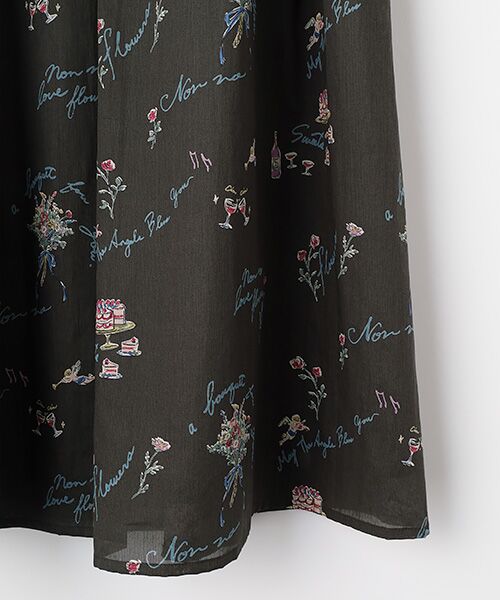 Mademoiselle NON NON / マドモアゼルノンノン ロング・マキシ丈スカート | 空羽ローン ANGEL BLESSプリント タック＆ギャザースカート | 詳細3